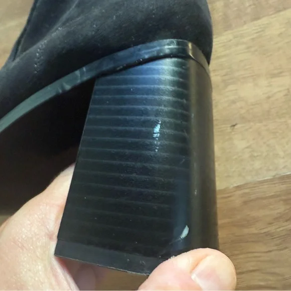 Zara Thigh High suede stacked heel boots - Picture 10 of 13